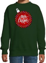 Foute kersttrui / sweater kerstbal Merry christmas groen voor kinderen - kerstkleding / christmas outfit 98/104