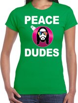 Hippie jezus Kerstbal shirt / Kerst t-shirt peace dudes groen voor dames - Kerstkleding / Christmas outfit S