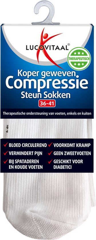 Lucovitaal Compressie Steun Sokken Wit maat 36-41 1 paar | bol.com