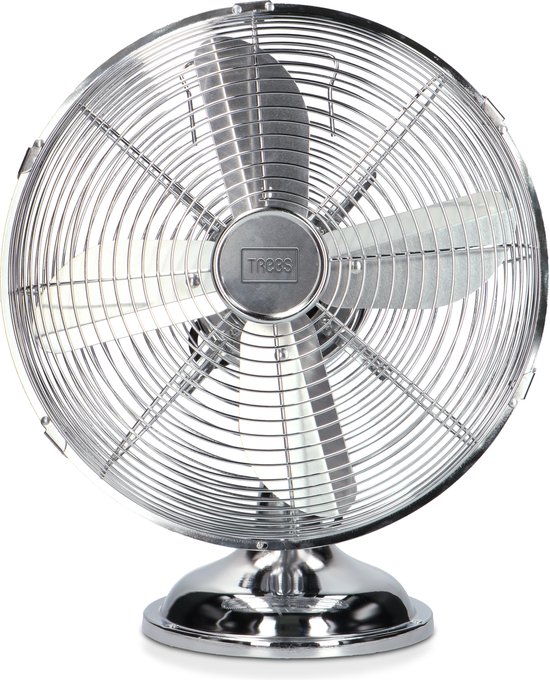 Retro Tafelventilator 30 cm met 3 snelheden, 35W stille metalen ventilator draaibaar vintage design