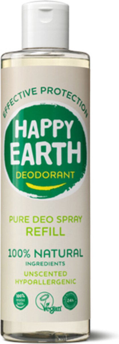 Happy Earth 100% Natuurlijke Deodorant Spray Navulling Unscented 300 ml