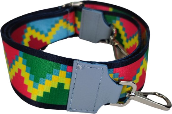 Qischa® Bag strap - Tassenriem - Schouderband - Schouderriem - Tassen Riem - Tas Hengsel - Verstelbare Riem - groen, geel, roze, blauw - zilver hardware