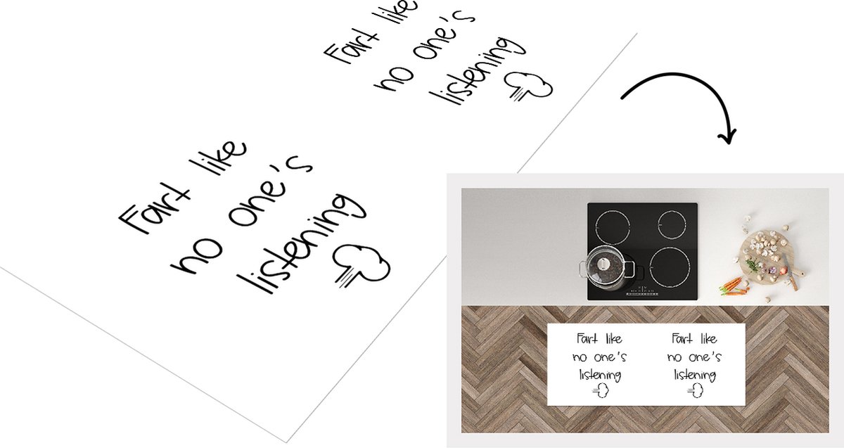 KitchenYeah Keukenloper - Loper keuken - Spreuken - Quotes - Fart like no one's listening - Scheet - Keukenloper vinyl Multicolor