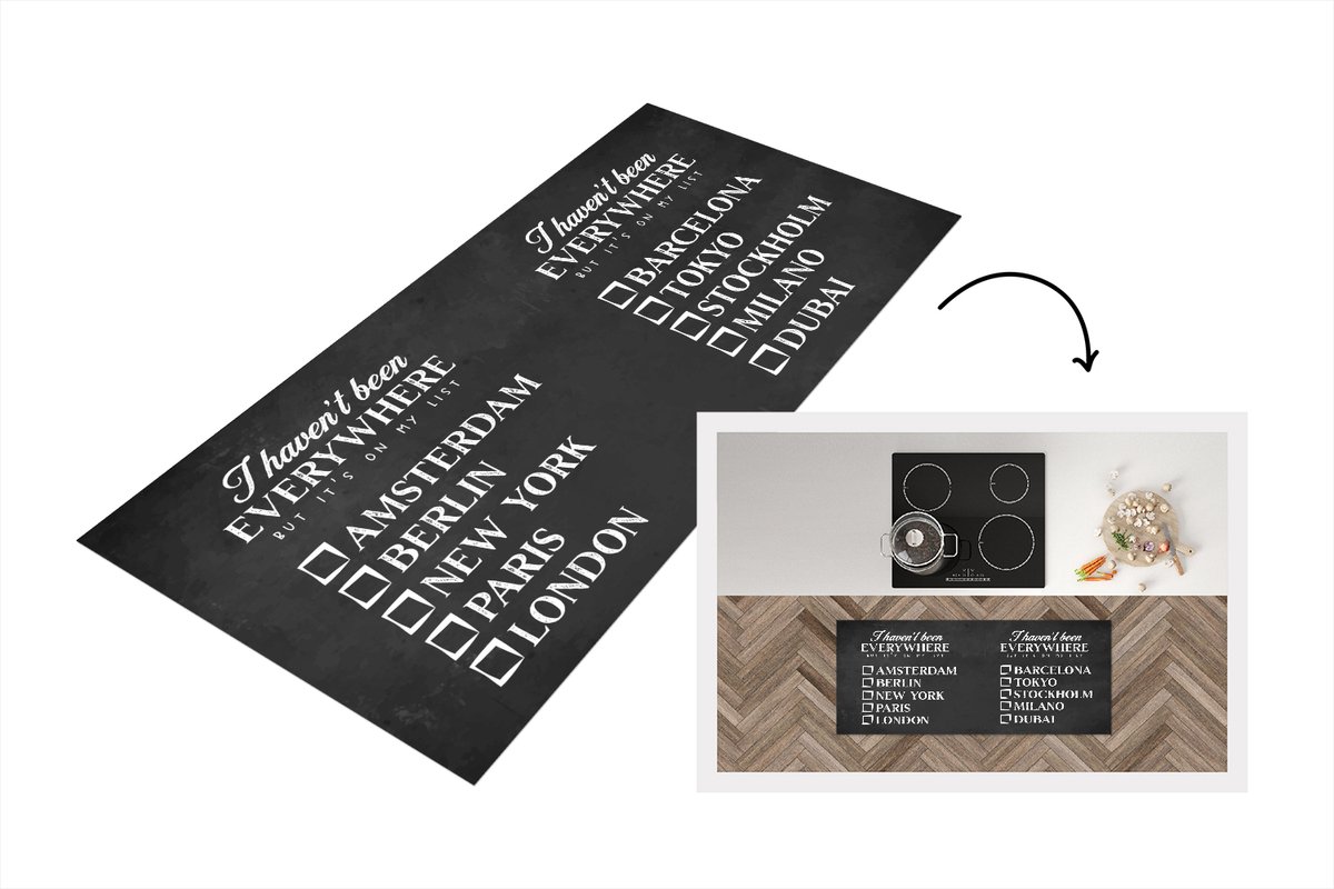 KitchenYeah Keukenloper - Loper keuken - Spreuken - Quotes - I haven't been everywhere but it's on my list - Berlijn - 120x50 cm - Keukenloper vinyl Multicolor