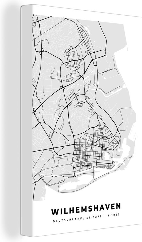 Tableau sur Toile City Map - Plan d'Etage - Carte - Wilhemshaven - Allemagne - 120x180 cm - Décoration murale XXL