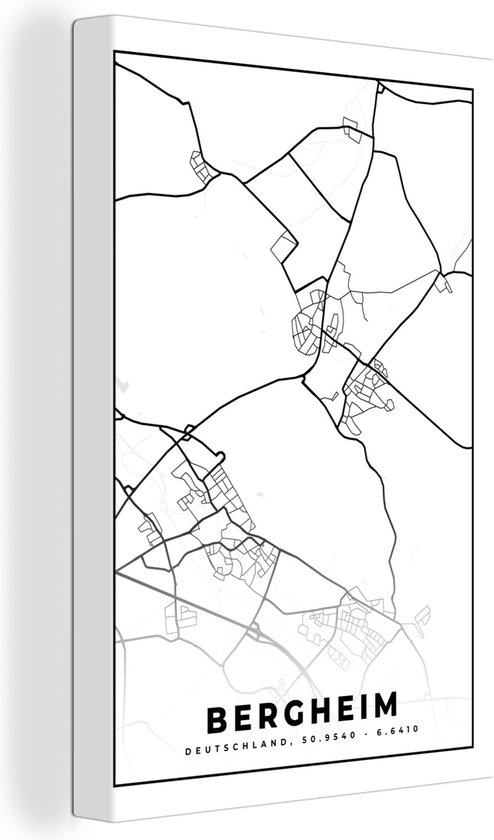 Tableau Peinture sur Toile Carte - Bergheim - Plan d'Etage - Plan de Ville - 40x60 cm - Décoration murale