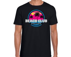 Beach club zomer t-shirt / shirt Beach club Miami Florida zwart voor heren - zwart - Beach club party outfit / vakantie kleding / strandfeest shirt XL