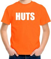 HUTS tekst t-shirt oranje kids - kids shirt HUTS 122/128