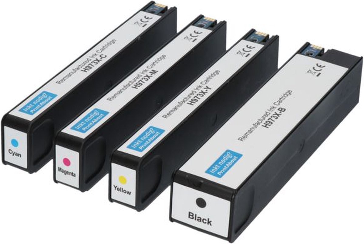 PrintAbout huismerk Inktcartridge 973X (L0S07AE) 4-kleuren Voordeelbundel Hoge capaciteit geschikt voor HP