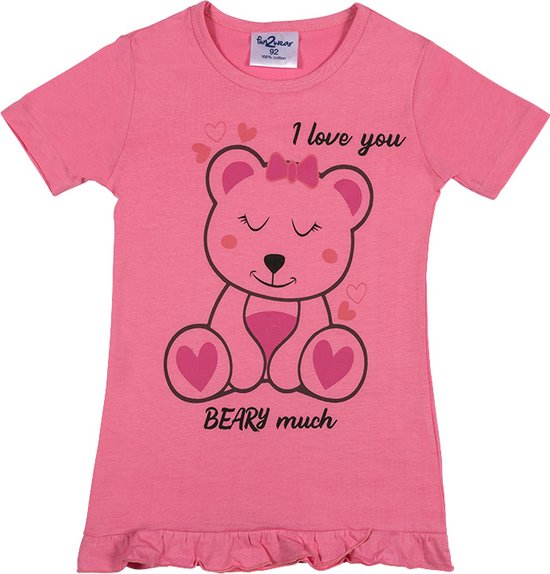 Fun2wear - enfants - filles - grande chemise / chemise de nuit - Beary much - Cradle pink - taille 104/110