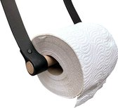 Leren Toiletrolhouder - Zwart - 2 stuks - 100% Volnerfleer Toiletrolhouders - WC rolhouder hangend