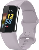 Mobigear Siliconen Watch bandje geschikt voor Fitbit Charge 5 Bandje Druksluiting | Mobigear Sport Dual - Paars