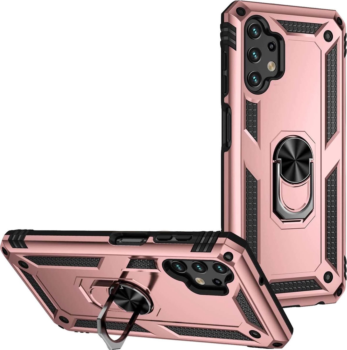 Hoesje Geschikt Voor Samsung Galaxy A13 4G Hoesje Armor Anti-shock Backcover Rose Goud - Galaxy A13 4G - A13 4G Backcover kickstand Ring houder cover TPU backcover oTronica