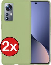 Hoesje Geschikt voor Xiaomi 12 Hoesje Siliconen Case Hoes - Hoes Geschikt voor Xiaomi 12 Hoes Cover Case - Groen - 2 PACK