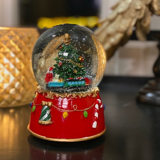Viv! Home Luxe Boule à neige avec boîte à musique - Père Noël en train de Noël - 14 cm - rouge - Noël - qualité supérieure