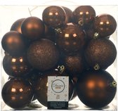 52x boules de Noël en plastique marron cannelle 6-8-10 cm - Boules de Noël en plastique incassables