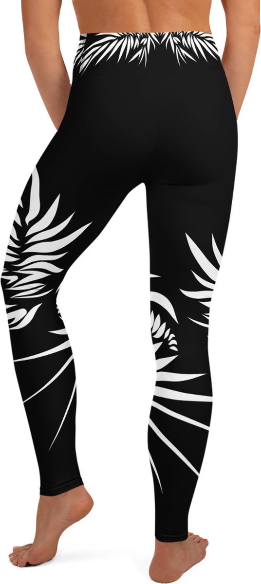 Sportlegging - design Yin Yang Power Up - High Waist - Dry Fit - High Performance - 4way stretch- unieke print - UPF 50+ - Hardloop - Yoga - Fitness - Dans - Pilates - Training - sportbroek - zwart wit - maat S — afbeelding 3