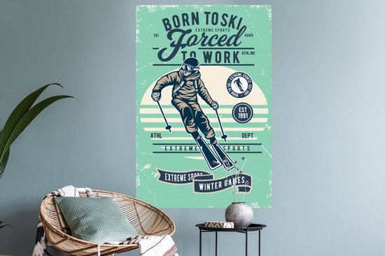 Stickers muraux - Ski - Combinaison de ski - Sports d'hiver - Vintage - 60x90 cm - Film adhésif