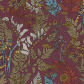 Bloemen behang Profhome 377514-GU vliesbehang glad met bloemen patroon mat rood geel blauw bruin 5,33 m2