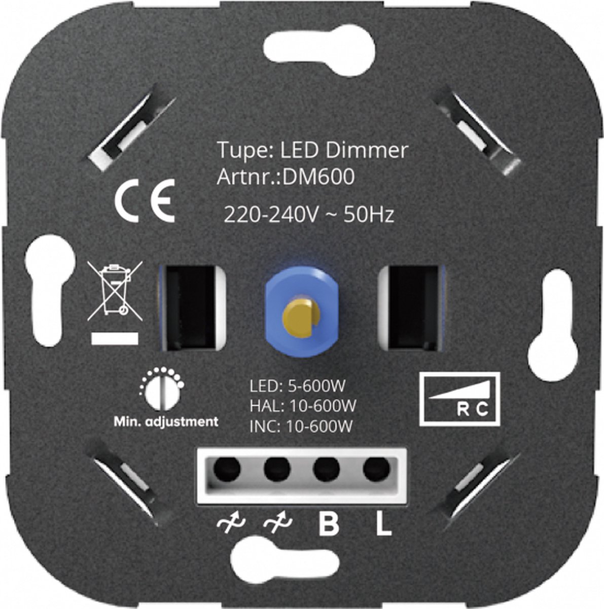 Universele LED wand dimmer 5-600W | Fase afsnijding