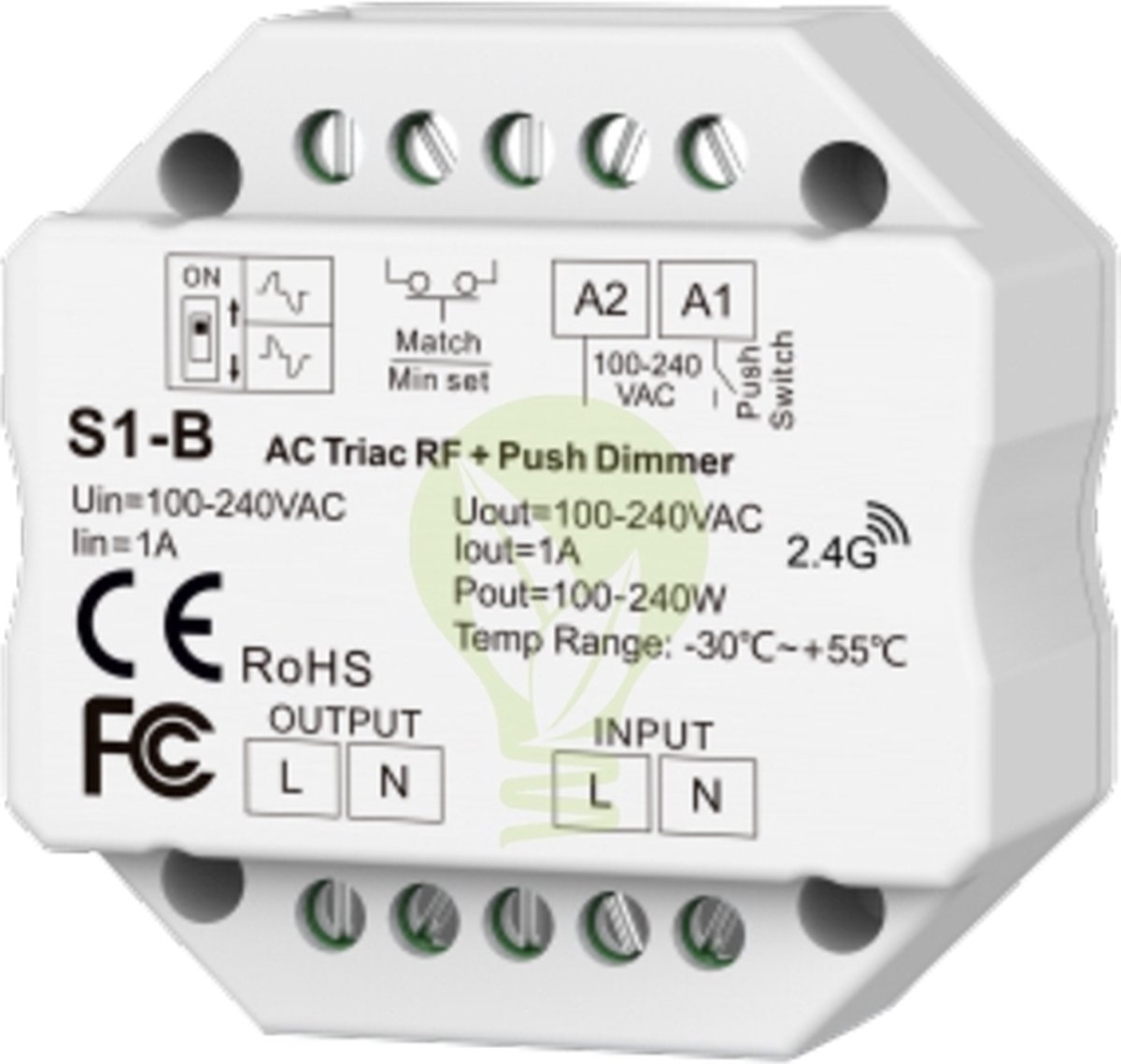 AC Triac RF inbouw draadloze dimmer | 100-240V | Push to dim
