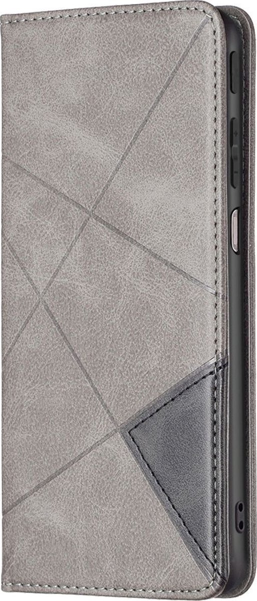 Mobigear Telefoonhoesje geschikt voor Motorola Moto G41 Hoesje | Mobigear Rhombus Slim Bookcase | Pasjeshouder voor 2 Pasjes | Telefoonhoesje voor Pinpas / OV Kaart / Rijbewijs - Grijs