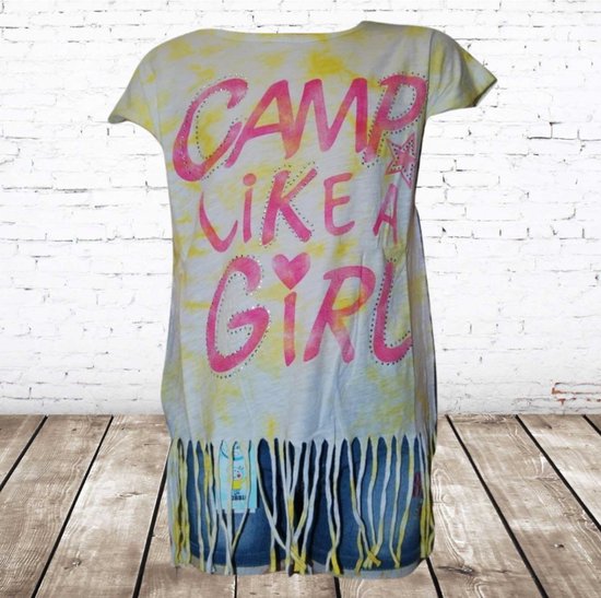 Meisjes t-shirt Camp geel -s&C-98/104-t-shirts meisjes