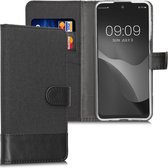 kwmobile telefoonhoesje geschikt voor Motorola Moto G22 - Hoesje met pasjeshouder in antraciet / zwart - Case met portemonnee