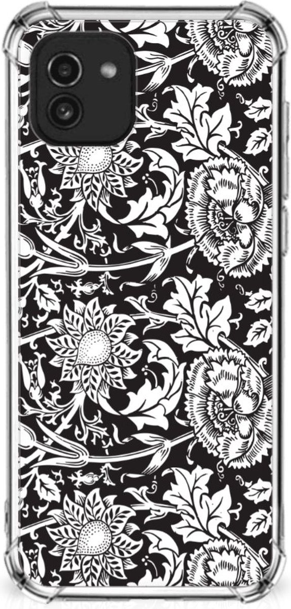Samsung Galaxy A03 Case Black Flowers
