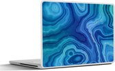 Laptop sticker - 15.6 inch - Marmer - Agaat - Blauw - Stenen - 36x27,5cm - Laptopstickers - Laptop skin - Cover