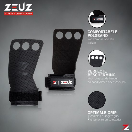 ZEUZ Grips – Sport Handschoenen – Geschikt voor CrossFit, Fitness, Turnen & Gymnastics – Zwart - Maat XL - ZEUZ