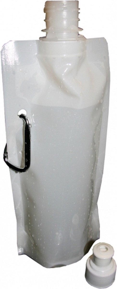 Waterzak Drinkfles met karabijnhaak set - 400ml - Wit - 8 stuks