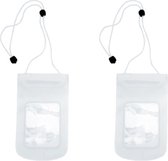 2x stuks waterdichte multifunctionele PVC strandtasjes wit
