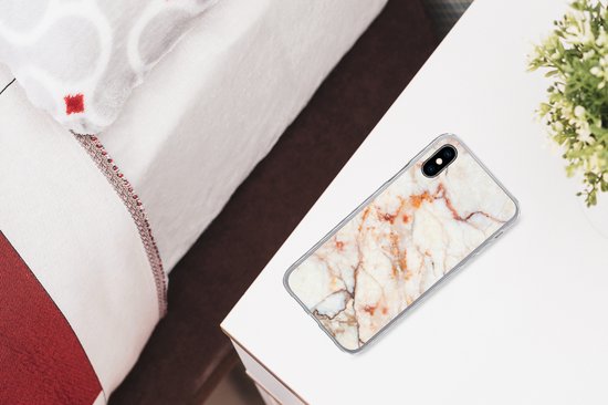 Coque iPhone Xs - Marbre - Oranje - Pierre - Coque de téléphone en Siliconen