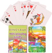 Mini dinosaurussen thema speelkaarten 6 x 4 cm in doosje van karton - Handig formaatje kleine kaartspelletjes