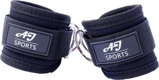 AJ-Sports Ankle Straps - Enkelband fitness - Enkel strap - Set van 2 stuks - Kickback - Billen & benen trainer – Fitness – Krachttraining - Zwart