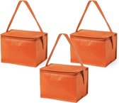 5x stuks kleine mini koeltasjes oranje sixpack blikjes - Compacte koelboxen/koeltassen