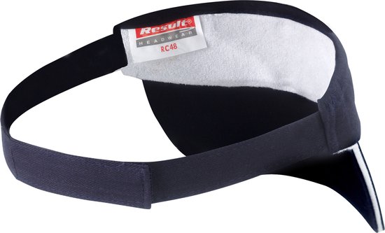 Sport zonneklep - navy blauw/wit - volwassenen - katoen - klittenband verstelbaar - klittenbandsluiting