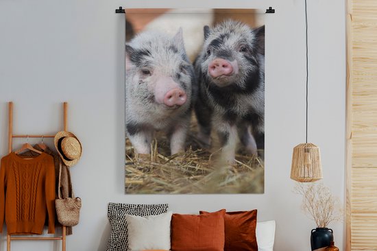 Wandkleed - Wanddoek - Varken - Dieren - Varkentje - 150x200 cm - Wandtapijt