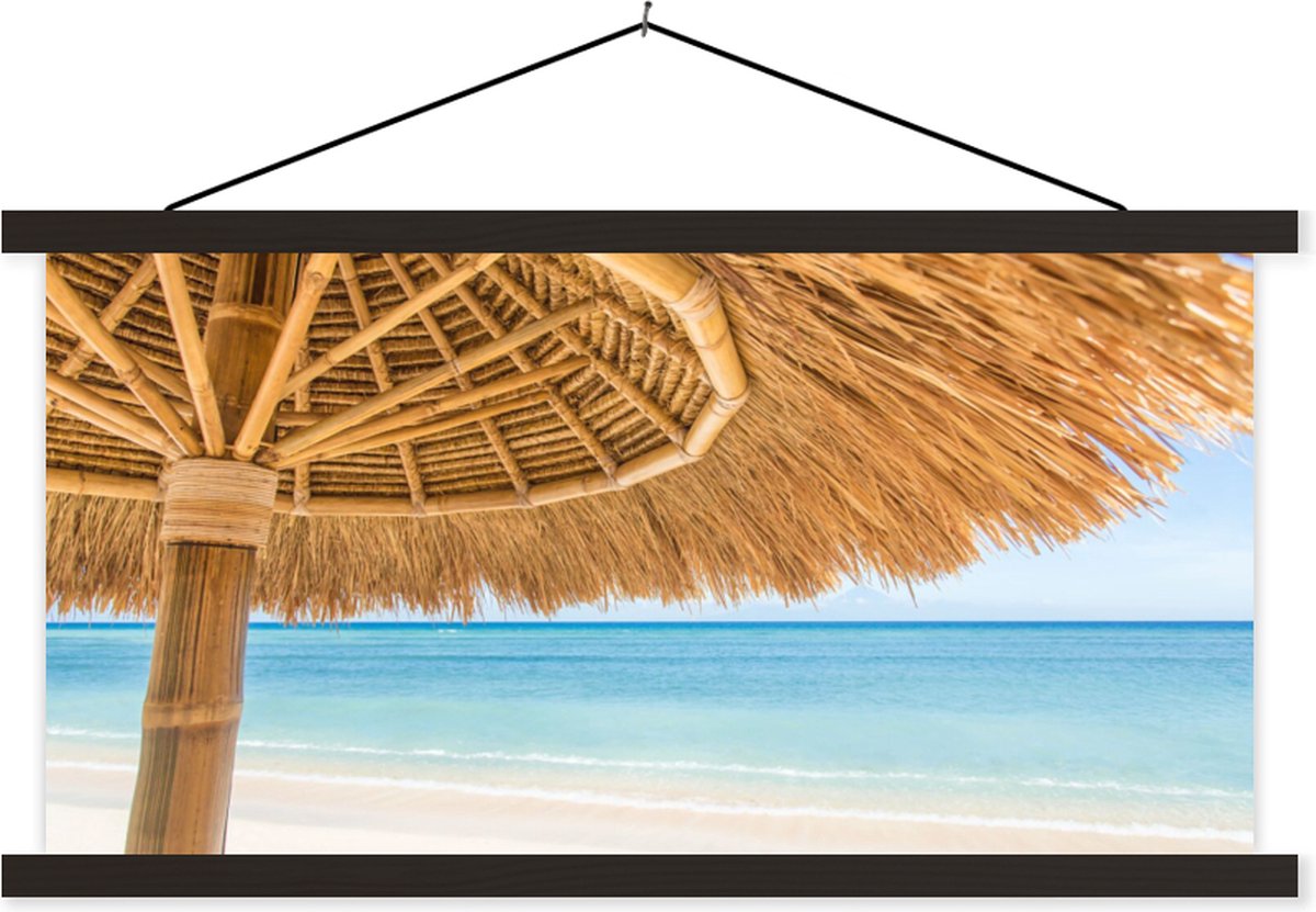 Posterhanger incl. Poster 90x45 cm - Schoolplaat - Parasol - Strand - Zee - Tropisch - Tex