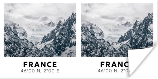 Poster Frankrijk - Bergen - Sneeuw - 150x75 cm