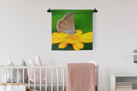 Tapisserie - Toile murale - Fleurs - Papillon - Nature - 60x60 cm - Tapisserie