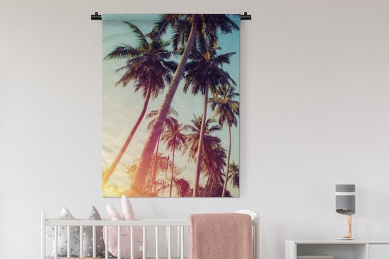 Tapisserie - Toile murale - Palmier - Été - Rétro - Soleil - 90x120 cm - Tapisserie