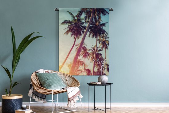 Tapisserie - Toile murale - Palmier - Été - Rétro - Soleil - 90x120 cm - Tapisserie
