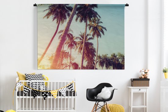 Tenture murale - Tapisserie murale - Palmier - Été - Rétro - Soleil - 180x135 cm - Tapisserie murale