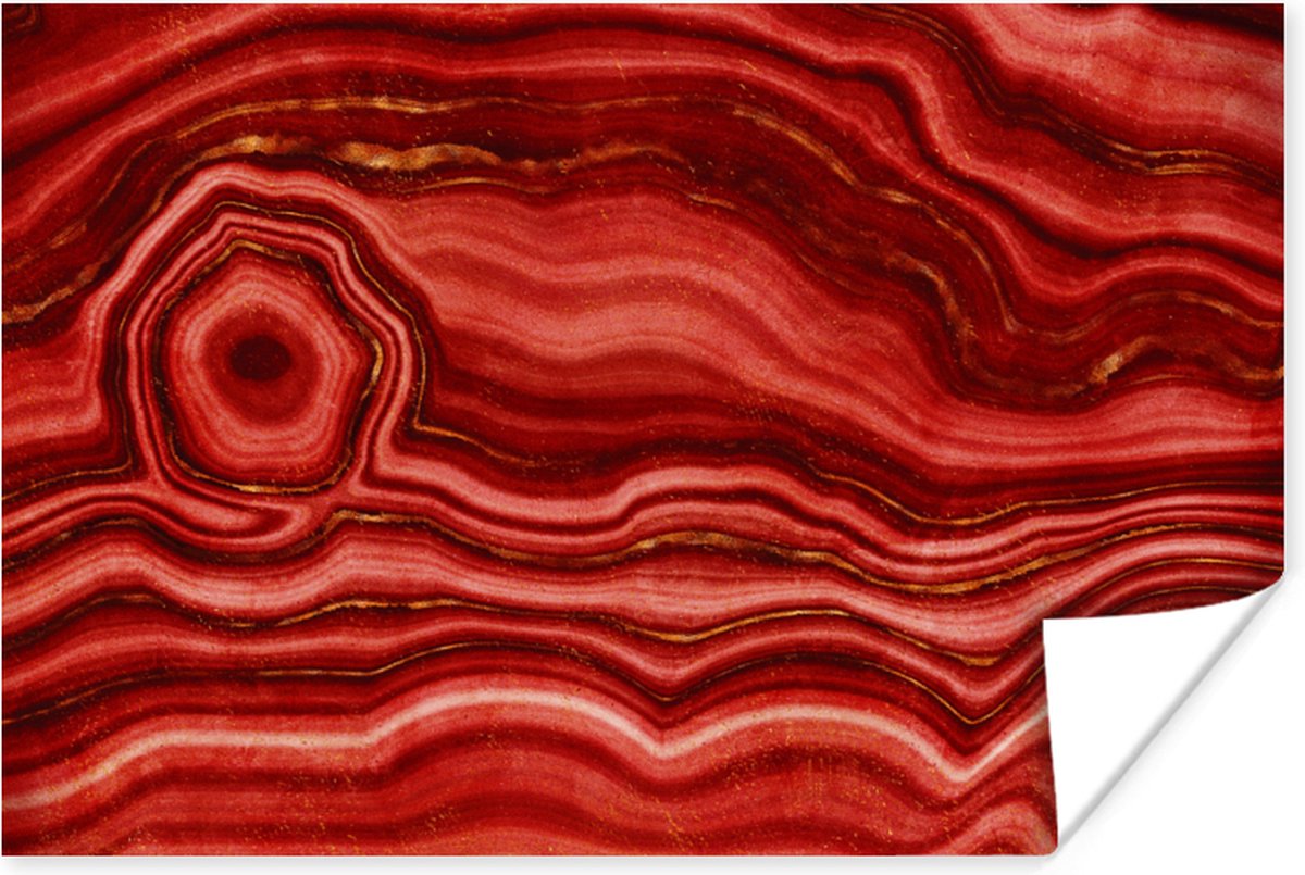 Poster Rood - Agaat - Edelstenen - 90x60 cm