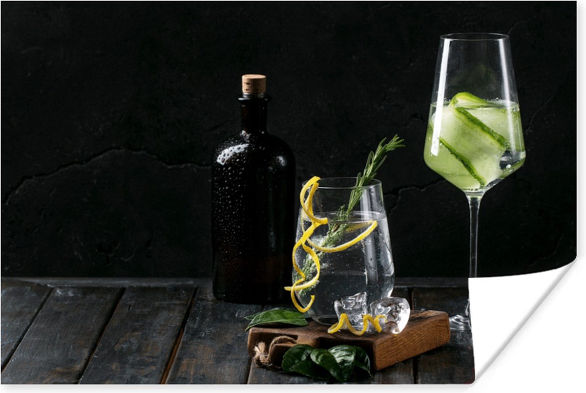 Poster Drank - Wijnglas - Fruit - 120x80 cm