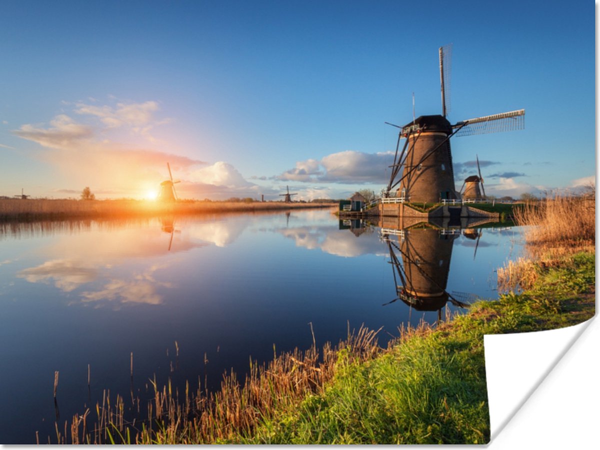 Poster Windmolen - Water - Zon - 40x30 cm