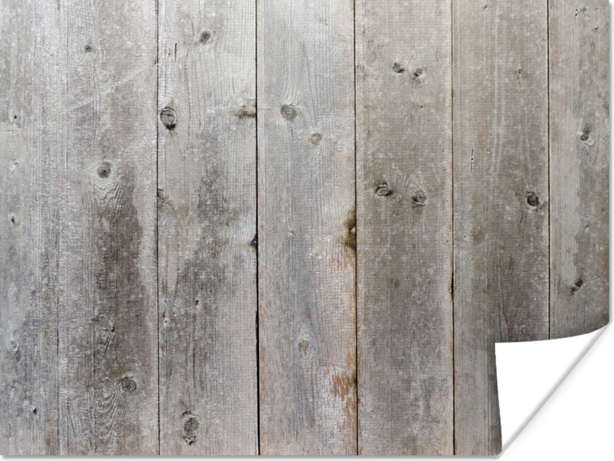Poster Planken - Grijs - Hout - 80x60 cm
