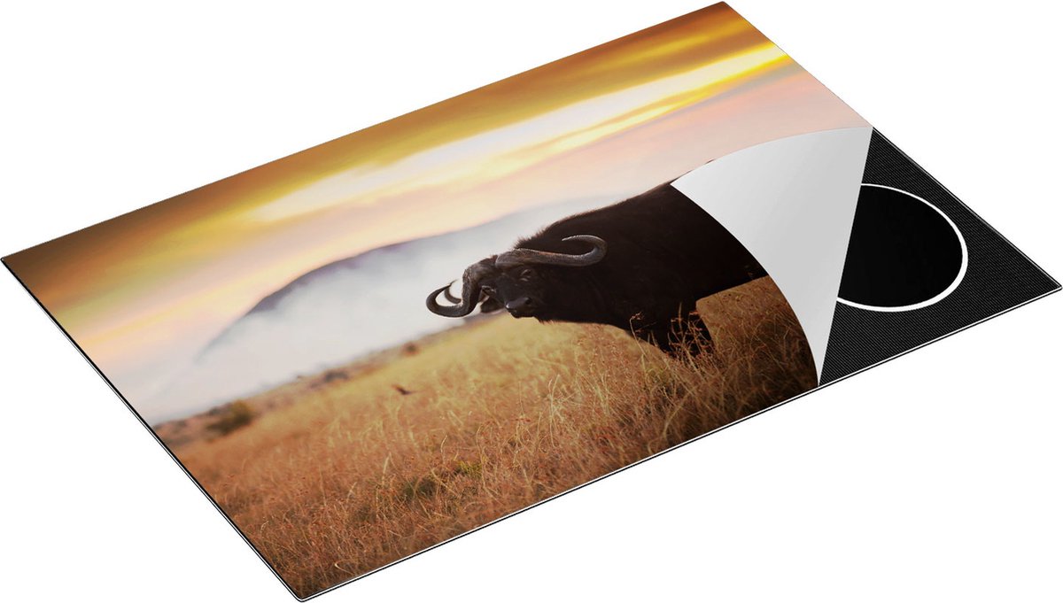 Chefcare Inductie Beschermer Buffel in het Gras - 81,6x52,7 cm - Afdekplaat Inductie - Kookplaat Beschermer - Inductie Mat